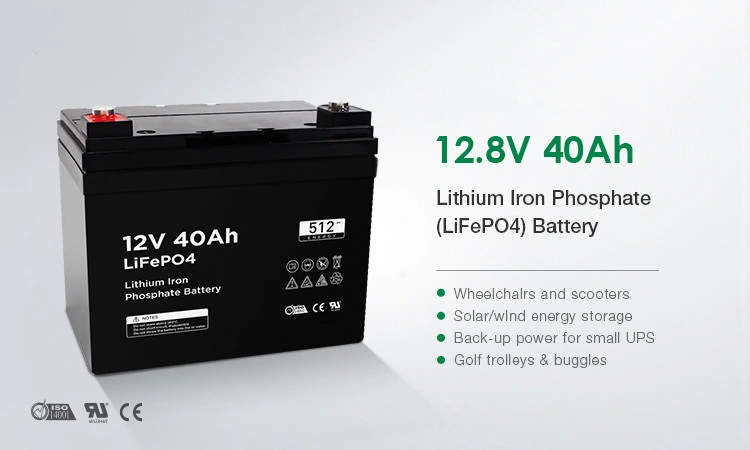 2165 12V 40ah Lithium Iron Phosphate LiFePO4 Rechargeable Battery with BMS Charger