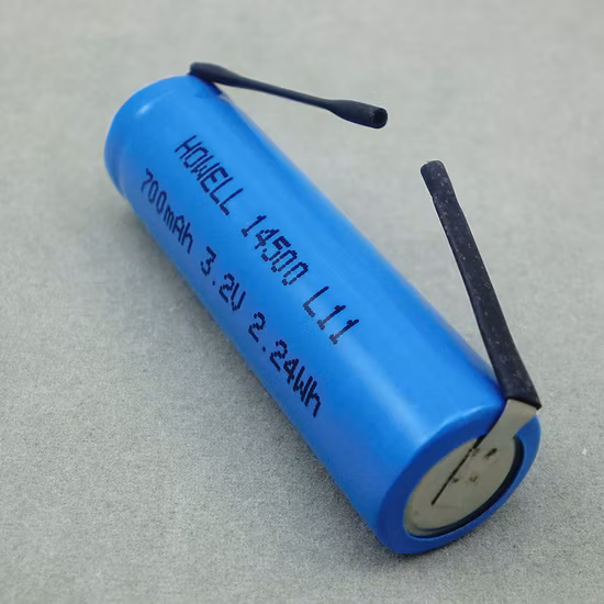 Célula de bateria 14500 LiFePO4 3,2 V 700 mAh para iluminação solar